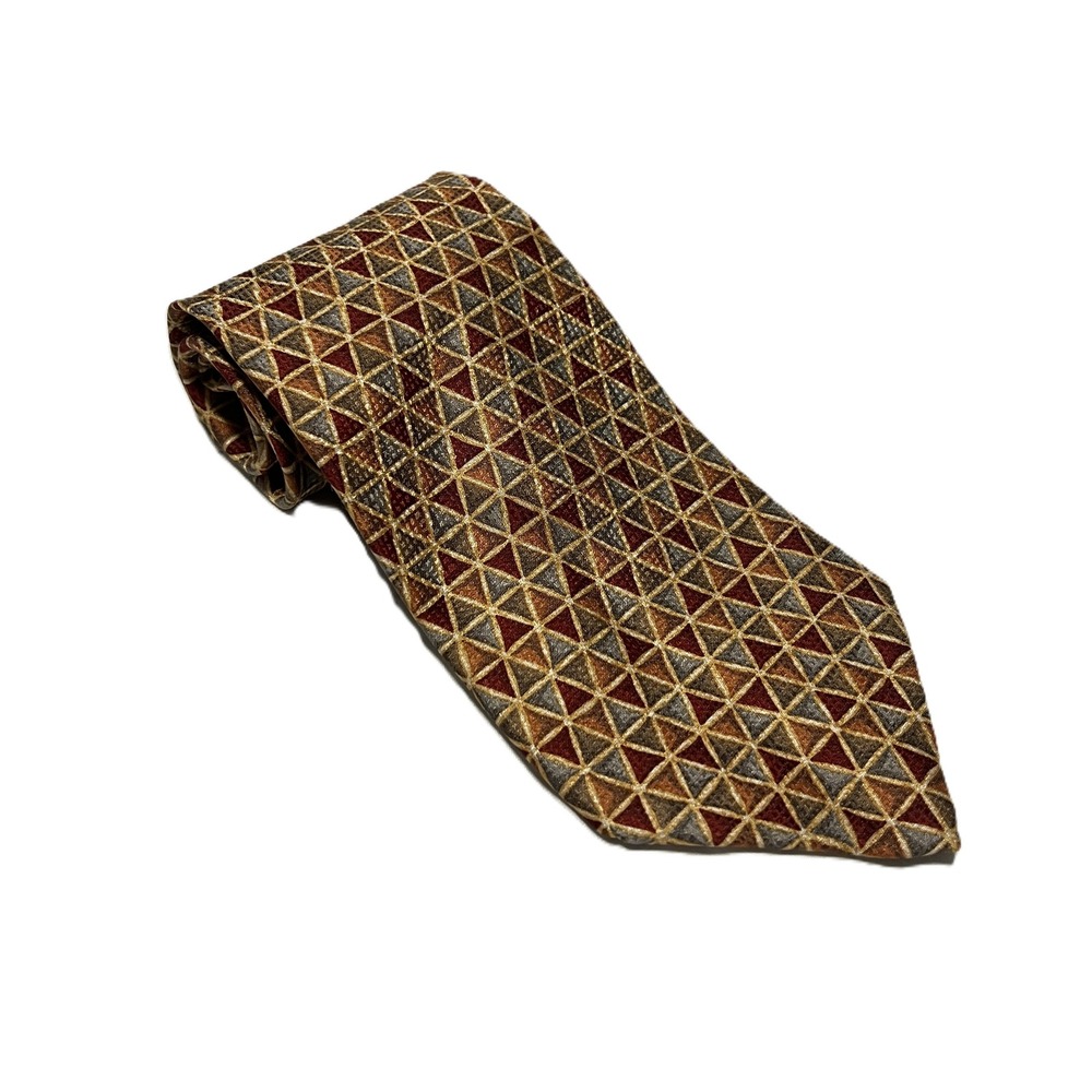 Vintage Valentino Cravatte Silk Tie Geometric Triangle Pattern Made in Italy 57"
